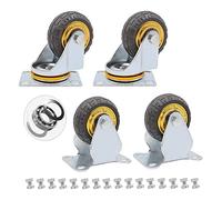 Heavy-Duty Lockable Caster Wheels - 4 Swivel Rubber Office Casters with Brake, 400kg Load Capacity for Furniture, Workbench & Equipment Mobility