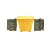 Heavy Duty Lockable Salt and Grit Bin Yellow 110L with Brown Rock Salt