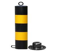 Heavy-Duty Lockable Steel Parking Bollards - Security Barriers for Driveways & Car Parks, Durable Yellow & Black Vehicle Posts for Maximum Parking Protection (1