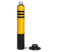 Heavy-Duty Lockable Steel Parking Bollards - Yellow & Black Security Barriers for Driveways, Car Parks, Vehicle Protection Posts (114x750mm) - Durable & Reliabl