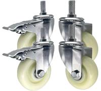 Heavy Duty Locking Caster Wheels 3/4/5 Inch with M20 Threaded Stem - Non-Slip Nylon Swivel Wheels for Furniture & Workbench - Set of 4 Industrial Casters(M20*60,100mm)