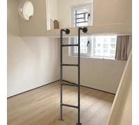 Heavy Duty Loft Ladder, Wall Mounted Black Metal Bunk Bed Steps, Adjustable 100cm to 155cm, Safe Access for Kids & Adults, Stable &