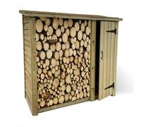 Heavy Duty Logstore with Tool Shed Kindling - Min. Assembly Required Churnet Valley Garden Furniture Ltd Brown One Size