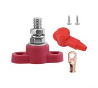 Heavy duty M10 12V 250A busbar terminal block designed for automotive, RV, and yacht use with flame retardant and resistant materials (Red)