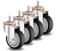Heavy Duty M10 M12 Swivel Casters Set of 4 3.55 Inch Rubber Wheels Dual Locking No Noise Industrial/Commercial Use Replacement Wheel Casters