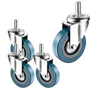 Heavy Duty M10 M12 Threaded Stem Casters 4 Pack, 2.5in 3in No Noise Locking Casters with Dual Locking Brakes, Swivel Caster Wheel for Moving Silent Furniture/Table/Troll (Swivel 75mm(3in) m10