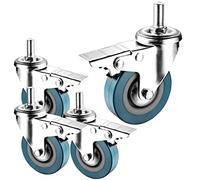Heavy Duty M10 M12 Threaded Stem Casters 4 Pack, 2.5in 3in No Noise Locking Casters with Dual Locking Brakes, Swivel Caster Wheel for Moving Silent Furniture/Table/Troll (Brake 65mm(2.5in) m1