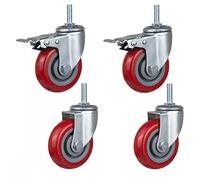Heavy Duty M12 × 60 Long Thread Casters - 300/400kg Load Capacity, Silent 3''/4''/5'' PU Swivel Wheels with Brake, Ideal for Scaffolding, Furniture Trolleys, Workbenches