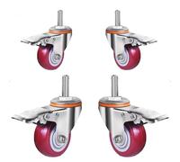 Heavy Duty M12 M16 Casters Silent PU Wheels with Brake 75 100 125mm Furniture Replacement Wheels for Shelves Cart 4 Pack (5 inch M16*30)