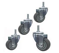 Heavy Duty M12 Threaded Swivel Castors 125mm Rubber Wheels with Brake 70kg Load Capacity Ideal for Transport & Mobility 4 Pack for Optimal Support