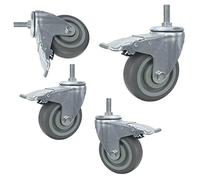 Heavy Duty M12 Threaded Swivel Castors 125mm Rubber Wheels with Brake 70kg Load Capacity Perfect for Transport 4x Brake for Stability and Safety
