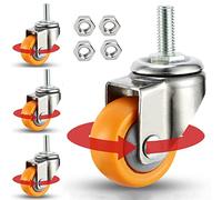 Heavy Duty M6/M8/M10 Swivel Casters with Threaded Stem Rubber Wheels (Set of 4 Max Load: 362kg) Industrial Replacement Casters for Workbench No Brakes