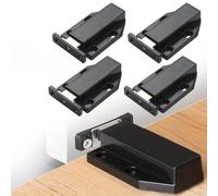 Heavy Duty Magnetic Door Catch, Push-Open Cabinet Latch, Touch Catch for Cupboard Doors, 4Pack Black Stainless Steel