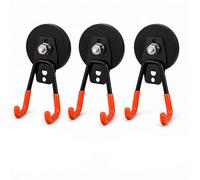 Heavy-Duty Magnetic Double-Claw Hook, Anti-Slip Magnetic Double Hooks for Garage Storage, No-Drill Tool Organiser for Metal Cabinets, Garden Hoses & Power Drills (3, S)