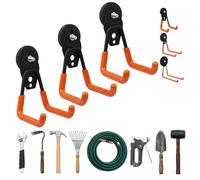 Heavy-Duty Magnetic Double-Claw Hook, Rubber Coated Magnetic Double Hooks for Garage Storage, Up to 6/16/26kg, Strong Non-Slip Magnet Double Claw Hook for Tool Chest, Power Tools & Hose (3pcs, S)