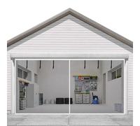 Heavy Duty Magnetic Garage Door Bug Screen 8x7ft to 18x10ft Fiberglass Mesh Net Retractable Hands-Free ct Barrier for 2-Car Garage Patio Gym Porch (White 12FTx7FT)