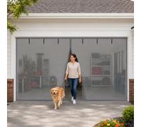 Heavy Duty Magnetic Garage Door Screen for 2 Car, Fibreglass Door Fly Screen Curtain with Weights, Anti-Bug Garage Screen Door for Patio Workshop, Pet Friendly Magnetic Door Net(Gray,365x215cm)