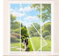 Heavy Duty Magnetic Screen Door for Double Doors White 130x250cm Bottom Weighted Hem Helps Prevent Wind from Lifting the Screen for Big Door Frames Where Maximum Airflow Matters Most