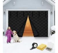 Heavy-Duty Magnetic Thermal Door Insulation with EVA Window Soundproof Draught Excluder for Workshop Fits 610 x 366 CM Door Black Includes 4cm Hook & Loop