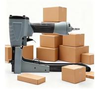 Heavy Duty Manual Carton Stapler Tool for Box Closing, 15-18mm Nailing Range, 35mm Wide Crown, Includes 100 Staples for Corrugated Boxes and Shipping Packaging