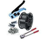 Heavy Duty Manual Hand Pallet Strapping Banding Kit Pack Set - Large Coil Of 12mm Wide Polypropylene Strapping/Tensioner + Sealing Tools/Seals Clips