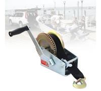 Heavy-Duty Manual Hand Winch with Polyester Strap for Boat Trailer ATV UTV SUV Towing & Recovery 5000 lbs Capacity Silver 1600 lbs (8m)