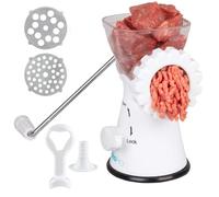 Heavy Duty Manual Meat Grinder- Rust-Free Mincer w 2 Stainless Steel Plates, Sausage Attachment, Press, Suction Base and Dishwasher Safe Design- Make Suasage, Ground Beef, Hamburgers and More