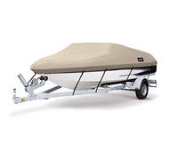 Heavy Duty Marine Grade Polyester Canvas Boat Cover - Waterproof, Fits V-Hull, Tri-Hull, Runabout Boats (Length: 14'-16', Beam Width: up to 90')