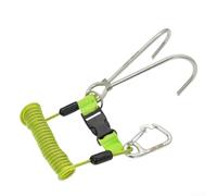 Heavy Duty Marine Grade Stainless Steel Double Ended Reef Hook With Spring Loaded Safety Lanyard For Diving And Water Sports(green)