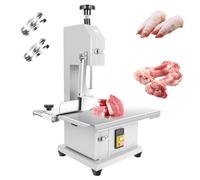 Heavy Duty Meat Bandsaw, Stainless Steel Bone Cutting Machine with 2 Saw Blades, Adjustable Cutting Height for Frozen Meat and Bones
