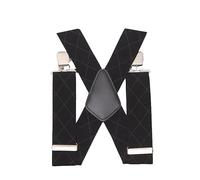 Heavy Duty Men Trousers Wide Braces with 4 Strong Clips 50 mm X Style Suspenders Belts - Black (Black Diamond)