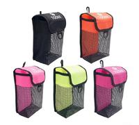Heavy Duty Mesh Storage Bag for Scuba Diving Reels, Bolt Snaps, and Safety Marker Buoys with D Ring and Loop Tape Closure (Black)