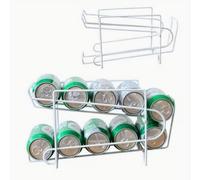 Heavy-Duty Metal Beverage Rack Organizer - Space-Saving Refrigerator & Freezer Organizer, Holds 10 Cans/Bottles, Sturdy Iron Construction, for Home, Kitchen, Bar, Pantry - Easy Assembly, Bar Accessori