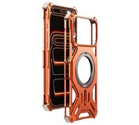 Heavy Duty Metal Case for iPhone 17 Pro Max - Orange | 360° Rotating Kickstand, Aluminum Alloy, No Signal Interference, Reliable Drop Protection, Hollow, Screw Fixing