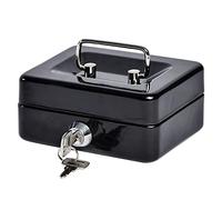 Heavy Duty Metal Cash TIN Lockable Petty Money, Coin and Note Security Box with 2 keys different Safe Cash Box (6, Black)