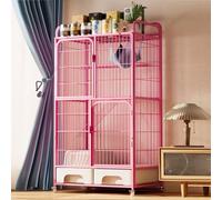 Heavy Duty Metal Cat Cage with Wheels, Large Playpen Includes Litter Box, Easy Assemble Enclosure for Cats, Ferrets, Chinchillas