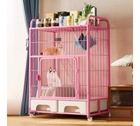 Heavy Duty Metal Cat Cage with Wheels, Large Playpen Includes Litter Box, Easy to Assemble Enclosure for Cats, Ferrets, Chinchillas