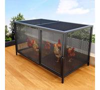 Heavy Duty Metal Chicken Coop, Poultry Cage With Skylight & Front Door, Outdoor & Indoor Pet Enclosure With Reinforced Bottom And Secure Lock(Black,100 * 58 * 62cm)