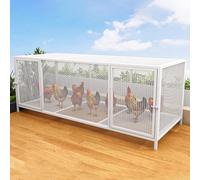 Heavy Duty Metal Chicken Coop, Poultry Cage With Skylight & Front Door, Outdoor & Indoor Pet Enclosure With Reinforced Bottom And Secure Lock(White,147 * 58 * 62cm)
