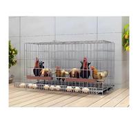 Heavy-Duty Metal Chicken & Small Animal Cage - Portable Coop with Egg Collection Tray, Feeding Troughs & Lockable Wheels for Backyard Poultry and Pets (Style 1)