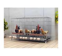 Heavy-Duty Metal Chicken & Small Animal Cage - Portable Coop with Egg Collection Tray, Feeding Troughs & Lockable Wheels for Backyard Poultry and Pets (Style 2)