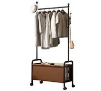 Heavy Duty Metal Clothes Rack with Hooks & Storage Basket Sturdy Stainless Steel Coat Stand Industrial Hall Tree for Entryway Hallway & Bedroom 60/80/100CMx33CMx171CM