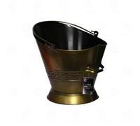 Heavy Duty Metal Coal Scuttle Bucket 37cm Brass Finish - Round Fireplace Coal Hod with 2 Handles, Wide Mouth Fuel Storage Holder for Coal, Logs & Smokeless Fuel