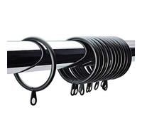 Heavy Duty Metal Curtain Rings for Rod, Pole - Voile Net Window Shower Drapery with Eyelets - Durable Rustproof 24 pcs (Black)