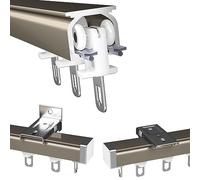 Heavy-Duty Metal Curtain Track System - Ceiling & Wall Mount Ra for Bedroom, Patio Doors, Room Dividers, or Sliding Shower - Smooth Roller Operation