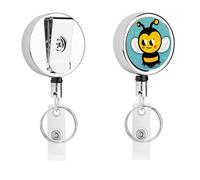 Heavy Duty Metal Cute Cartoon Bee Badge Reel for Nurse Teacher Retractable Lanyard Badge Holders with 360° Swivel Alligator Clip Id Card Holder for Name Tag Event Pass Key Credit Card