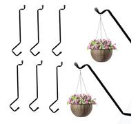 Heavy Duty Metal Deck Hook for Bird Feeder - 6 Piece Railing Clamp Set, 9.6 Inch Weatherproof Flower Basket Hooks, Durable Steel Outdoor Plant Hanger | Secure Mounting Bracket For Outdoor Patio Balcon