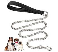 Heavy Duty Metal Dog Lead,120cm Chew Proof Pet Leash Chain with Soft Padded Handle for Large & Medium Size Dogs (120cm*3mm)