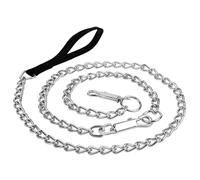 Heavy Duty Metal Dog Leash and Chain Collar Set, 2-in-1 Training Leash for Secure Control (Black,2.0mm*120cm)