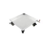 Heavy Duty Metal Drain Pan with Valve and Wheels for Garage and Workshop, Ideal for Fluid Containment and Easy Mobility